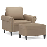 Fauteuil avec repose-pied Cappuccino 60 cm Similicuir
