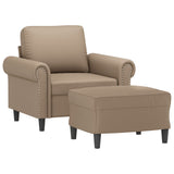 Fauteuil avec repose-pied Cappuccino 60 cm Similicuir