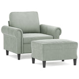 Fauteuil avec repose-pied Gris clair 60 cm Velours