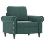 Fauteuil avec repose-pied Vert foncé 60 cm Velours