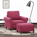 Fauteuil avec repose-pied Rouge bordeaux 60 cm Velours