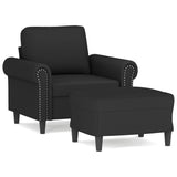 Fauteuil avec repose-pied Noir 60 cm Velours