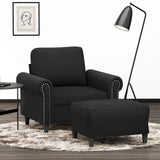Fauteuil avec repose-pied Noir 60 cm Velours