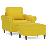 Fauteuil avec repose-pied jaune 60 cm velours