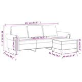 Canapé à 3 places et repose-pieds Rouge bordeaux 180 cm Velours