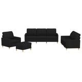 Ensemble de canapés 4 pcs avec coussins Noir Tissu