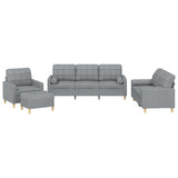 Ensemble de canapés 4 pcs coussins gris clair tissu