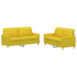 Ensemble de canapés 2 pcs avec coussins Jaune clair Tissu