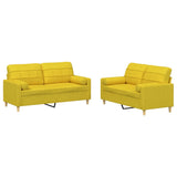 Ensemble de canapés 2 pcs avec coussins jaune clair tissu