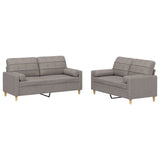 Ensemble de canapés 2 pcs avec coussins taupe tissu