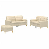 Ensemble de canapés 3 pcs avec coussins crème tissu