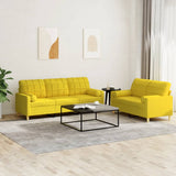 Ensemble de canapés 2 pcs avec coussins jaune clair tissu