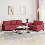 Ensemble de canapés 2 pcs et coussins Rouge bordeaux Similicuir
