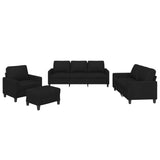 Ensemble de canapés 4 pcs avec coussins Noir Tissu