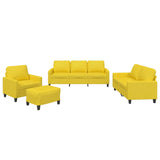 Ensemble de canapés 4 pcs avec coussins Jaune clair Tissu