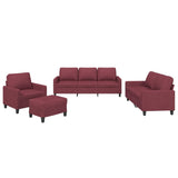 Ensemble de canapés 4 pcs avec coussins Rouge bordeaux Tissu