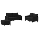 Ensemble de canapés 3 pcs avec coussins Noir Tissu