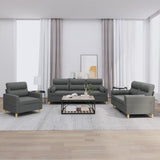 Ensemble de canapés 3 pcs coussins gris foncé tissu