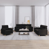 Ensemble de canapés 3 pcs avec coussins noir tissu