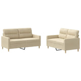 Ensemble de canapés 2 pcs avec coussins Crème Tissu