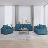 Ensemble de canapés 3 pcs avec coussins Bleu Velours
