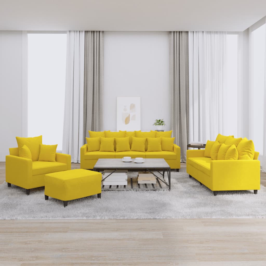 Ensemble de canapés 4 pcs avec coussins Jaune Velours