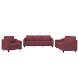 Ensemble de canapés 3 pcs avec coussins Rouge bordeaux Tissu