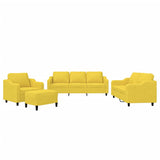 Ensemble de canapés 4 pcs avec coussins Jaune clair Tissu