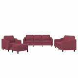Ensemble de canapés 4 pcs avec coussins Rouge bordeaux Tissu