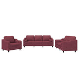 Ensemble de canapés 3 pcs avec coussins rouge bordeaux tissu