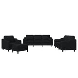 Ensemble de canapés 4 pcs avec coussins noir tissu