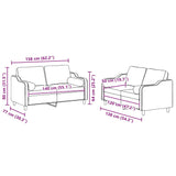 Ensemble de canapés 2 pcs avec coussins jaune clair tissu