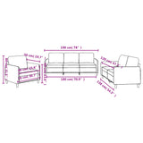 Ensemble de canapés 3 pcs avec coussins Jaune clair Tissu
