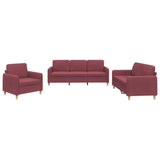 Ensemble de canapés 3 pcs avec coussins Rouge bordeaux Tissu