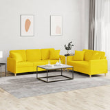 Ensemble de canapés 2 pcs avec coussins jaune clair tissu