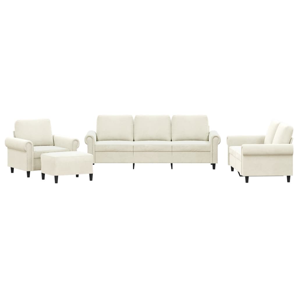 Ensemble de canapés 4 pcs avec coussins Crème Velours