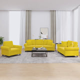 Ensemble de canapés 3 pcs avec coussins jaune velours