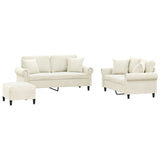 Ensemble de canapés 3 pcs avec coussins crème velours