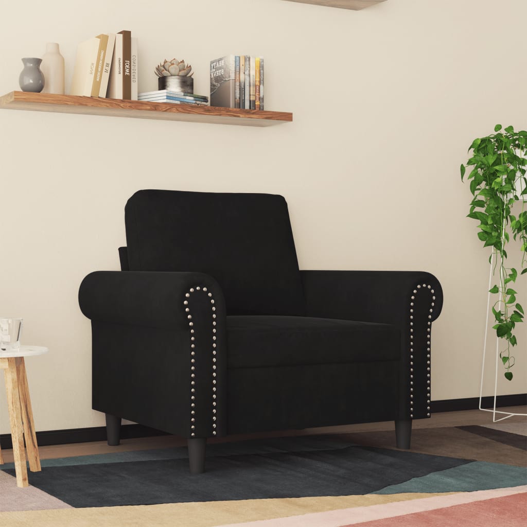 Fauteuil Noir 60 cm Velours
