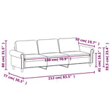 Canapé à 3 places Rouge bordeaux 180 cm Velours