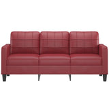 Canapé à 3 places Rouge bordeaux 180 cm Similicuir