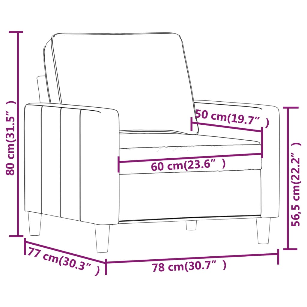 Fauteuil Noir 60 cm Velours