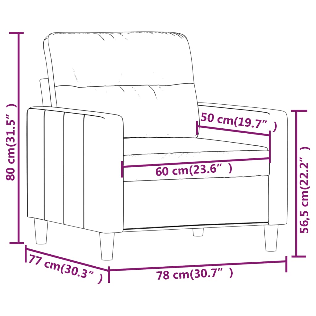 Fauteuil Taupe 60 cm Tissu