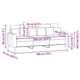 Canapé à 3 places Gris foncé 180 cm Tissu