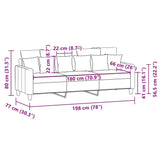 Canapé à 3 places Taupe 180 cm Tissu