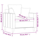 Fauteuil Gris clair 60 cm Velours