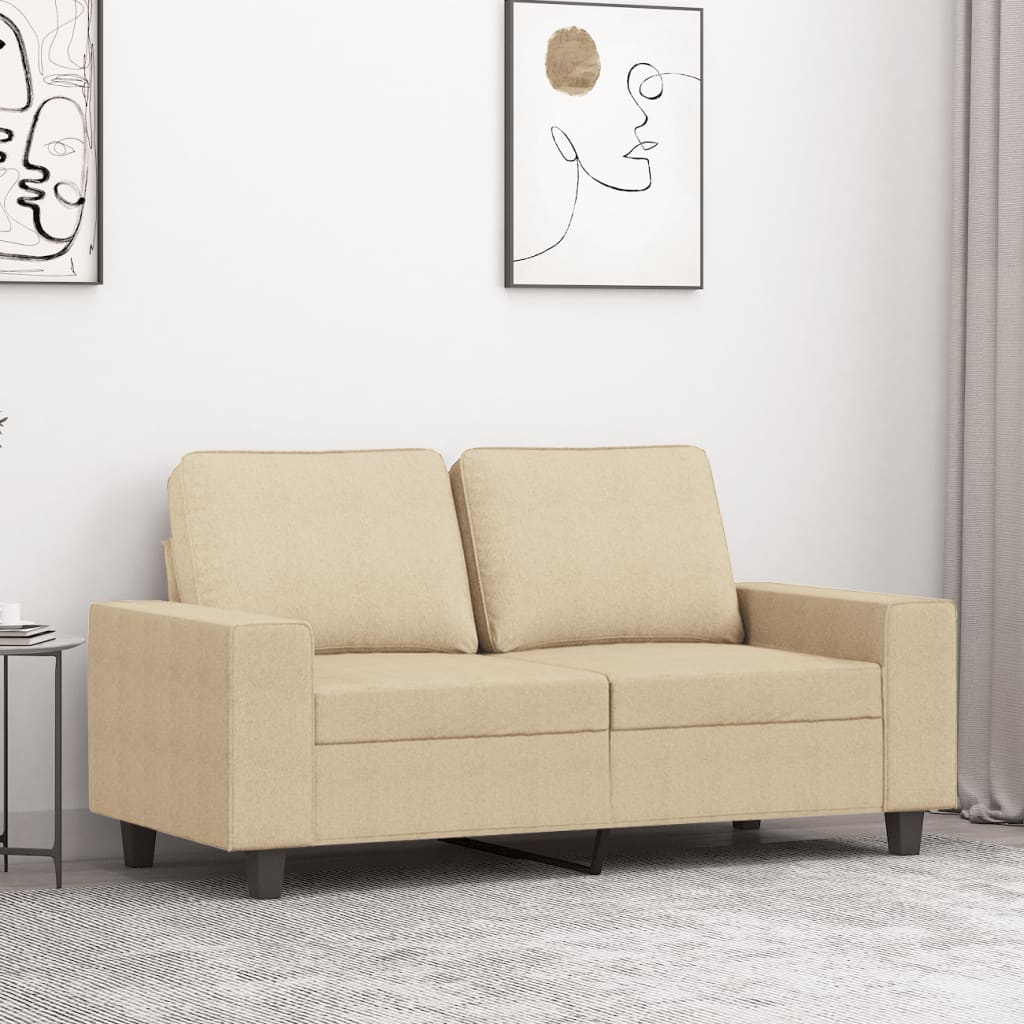 Canapé à 2 places Crème 120 cm Tissu