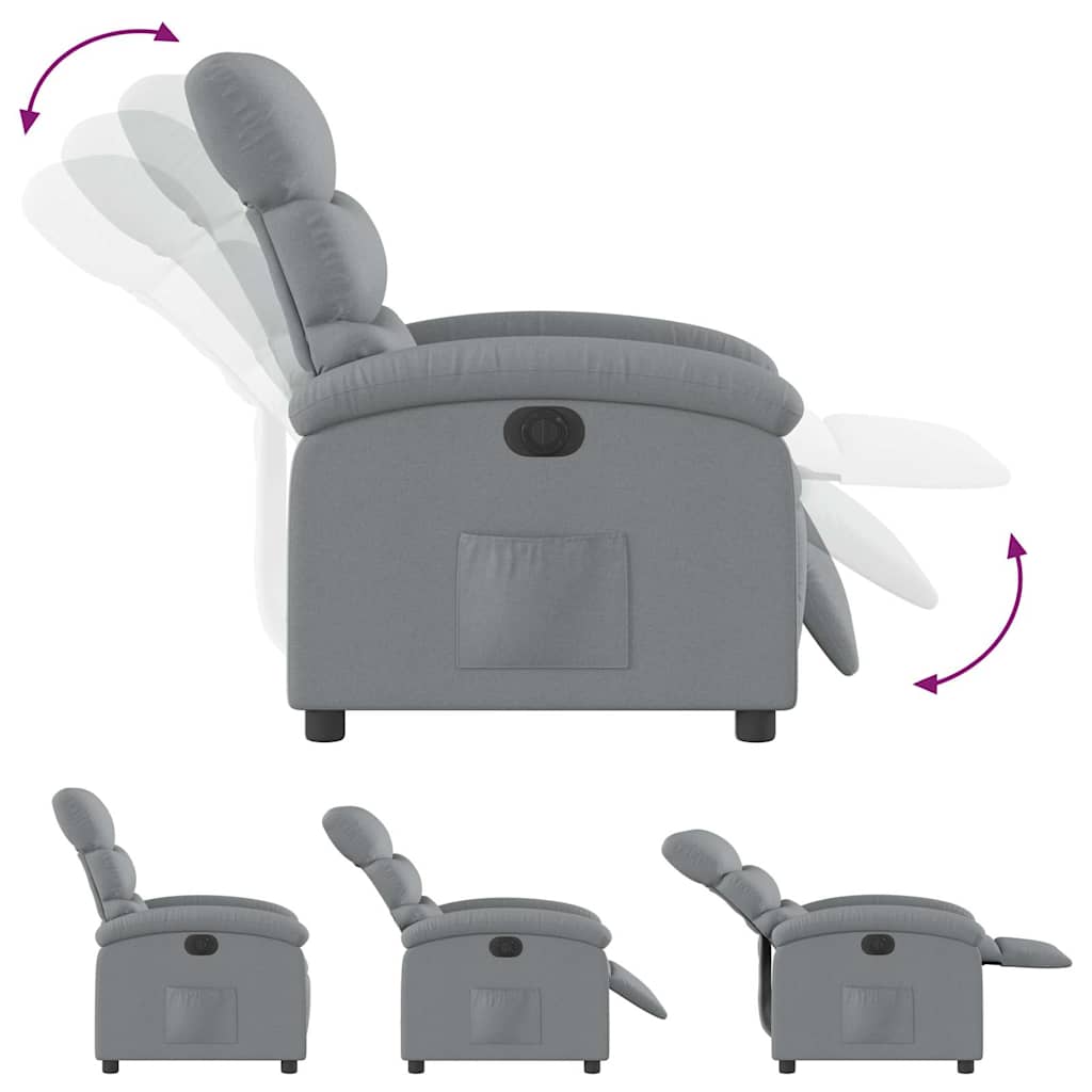 Fauteuil inclinable électrique Gris clair Tissu