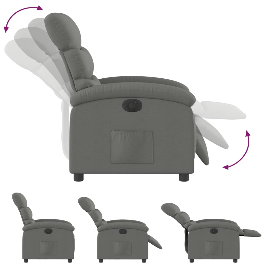 Fauteuil inclinable électrique Gris foncé Tissu
