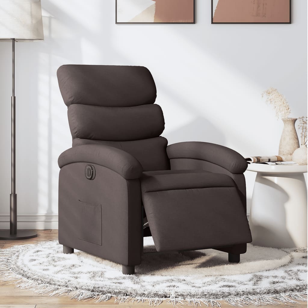 Fauteuil inclinable électrique Marron foncé Tissu